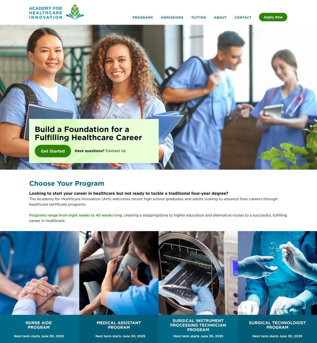 Academy for Healthcare Innovation Website&nbsp;Design