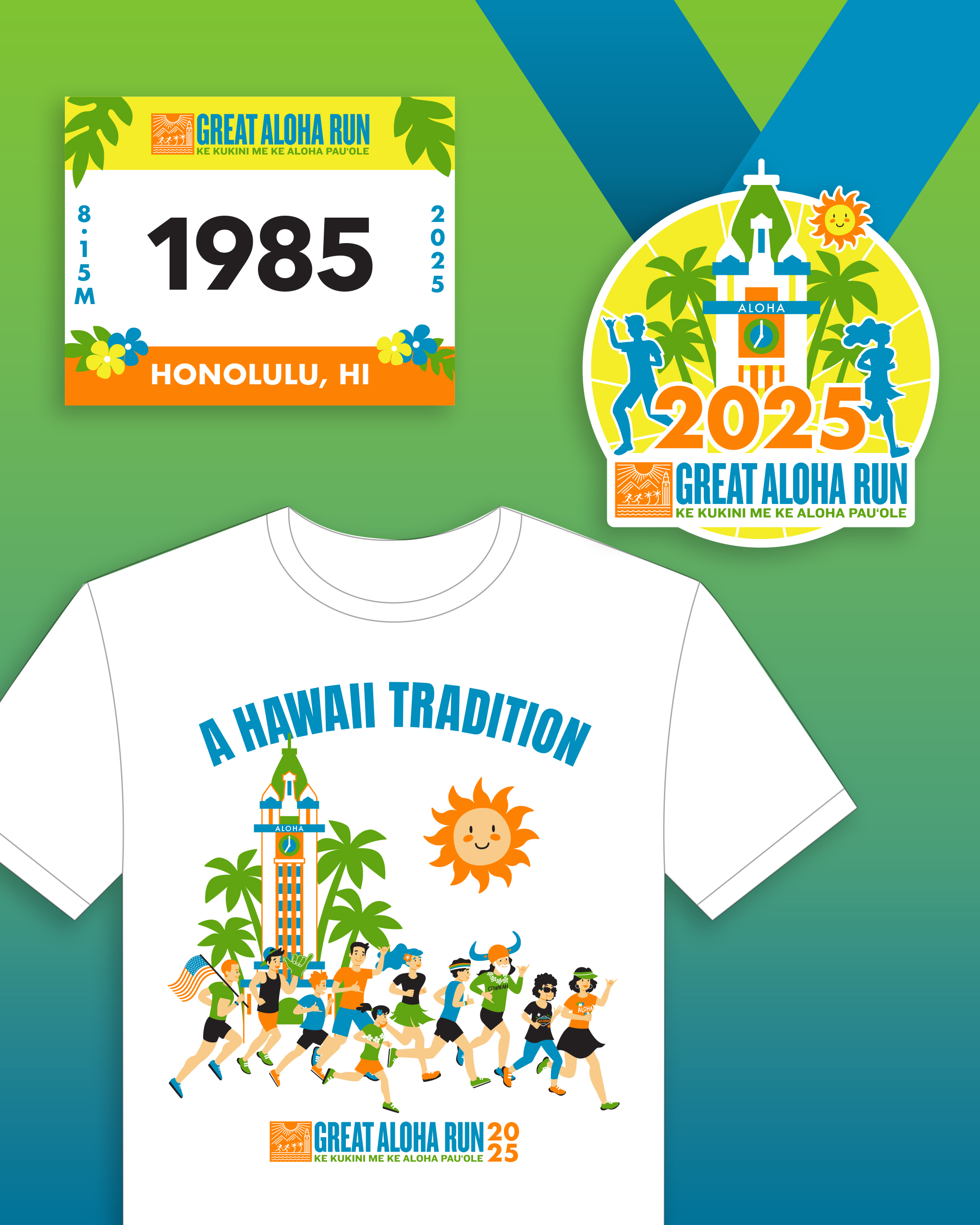 2025 Great Aloha Run T-shirt Illustrations &&nbsp;Design